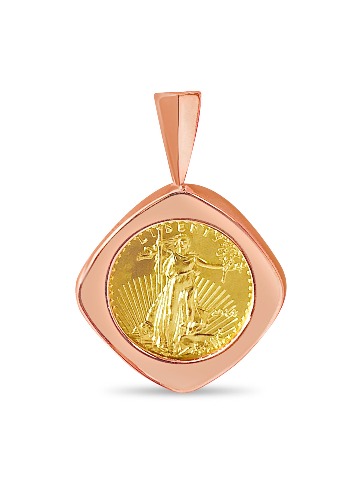 Fancy Solid Gold Handmade Coin Pendant , 1/10oz Coin ,