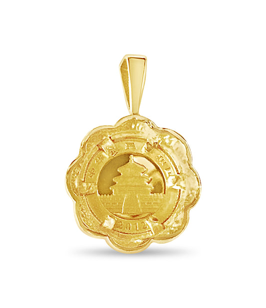 Fancy Solid Gold Handmade Coin Pendant , Chinese Panda Bear Coin ,