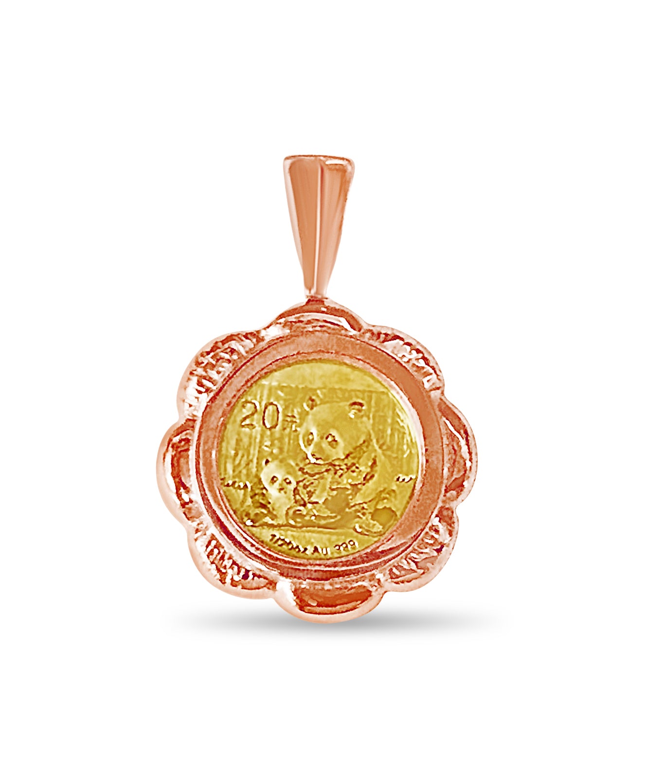 Fancy Solid Gold Handmade Coin Pendant , Chinese Panda Bear Coin ,