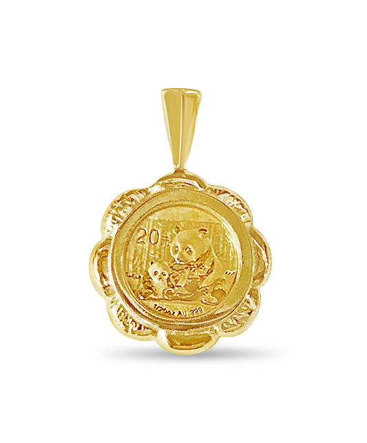 Fancy Solid Gold Handmade Coin Pendant , Chinese Panda Bear Coin ,