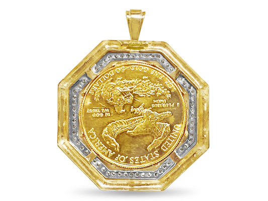 Fancy Solid Gold Handmade Coin Pendant , 1oz Coin ,