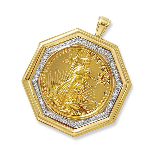 Fancy Solid Gold Handmade Coin Pendant , 1oz Coin ,