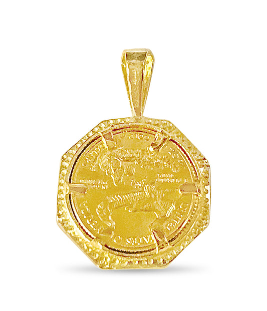 Fancy Solid Gold Handmade Coin Pendant , 1/4oz Coin ,