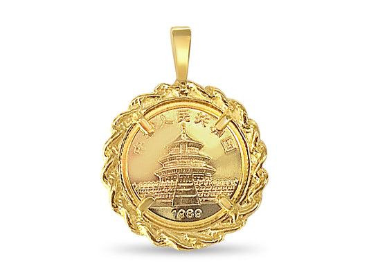 Fancy Solid Gold Handmade Coin Pendant , Chinese Panda Bear Coin ,