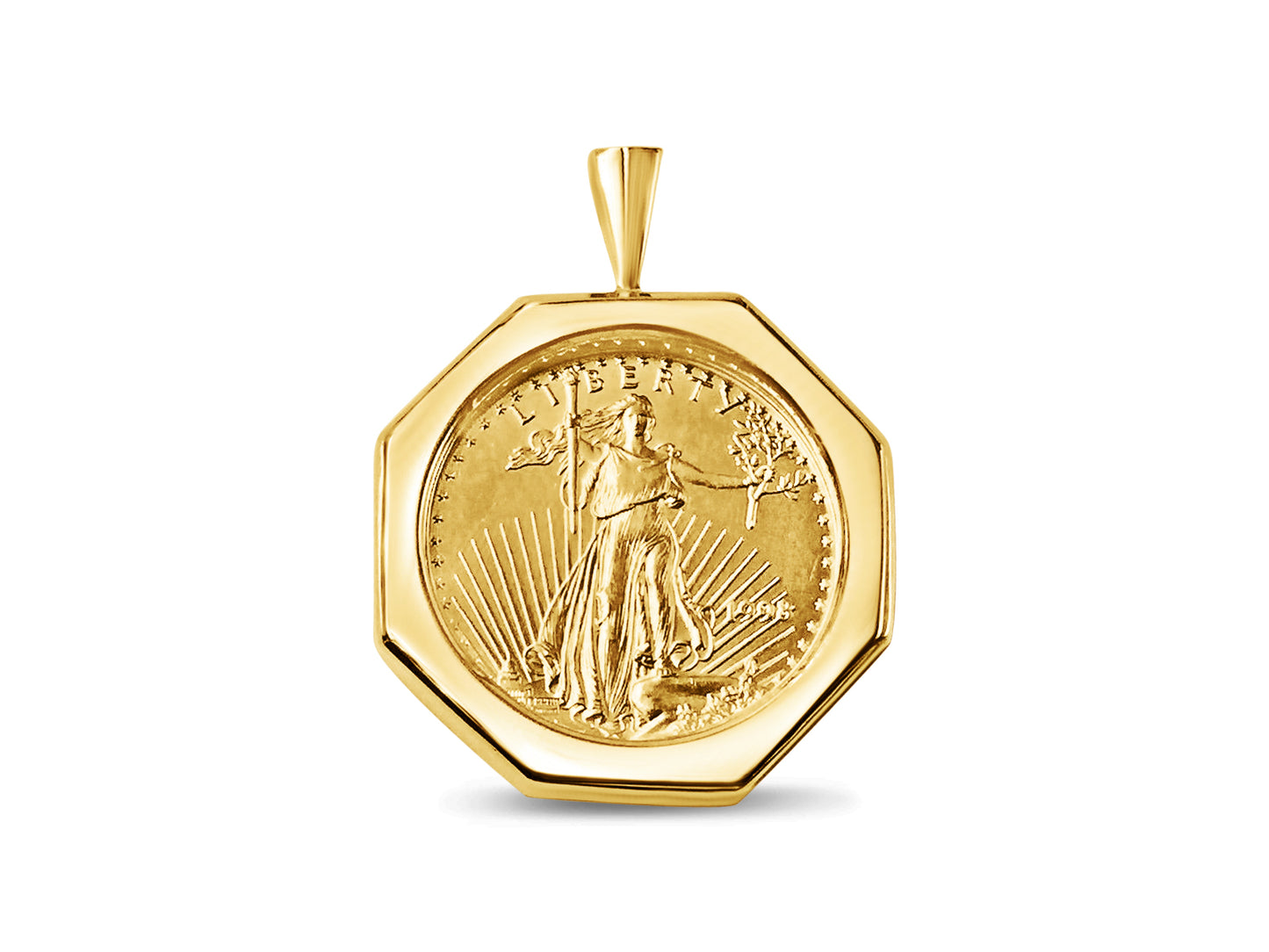 Fancy Solid Gold Handmade Coin Pendant , 1/2oz Coin ,