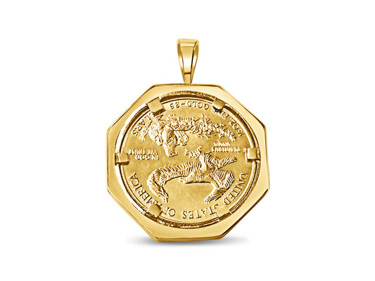 Fancy Solid Gold Handmade Coin Pendant , 1/2oz Coin ,