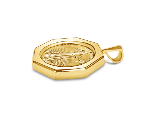 Fancy Solid Gold Handmade Coin Pendant , 1/2oz Coin ,