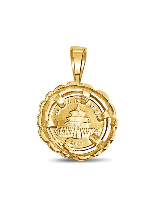 Fancy Solid Gold Handmade Coin Pendant , Chinese Panda Bear Coin ,