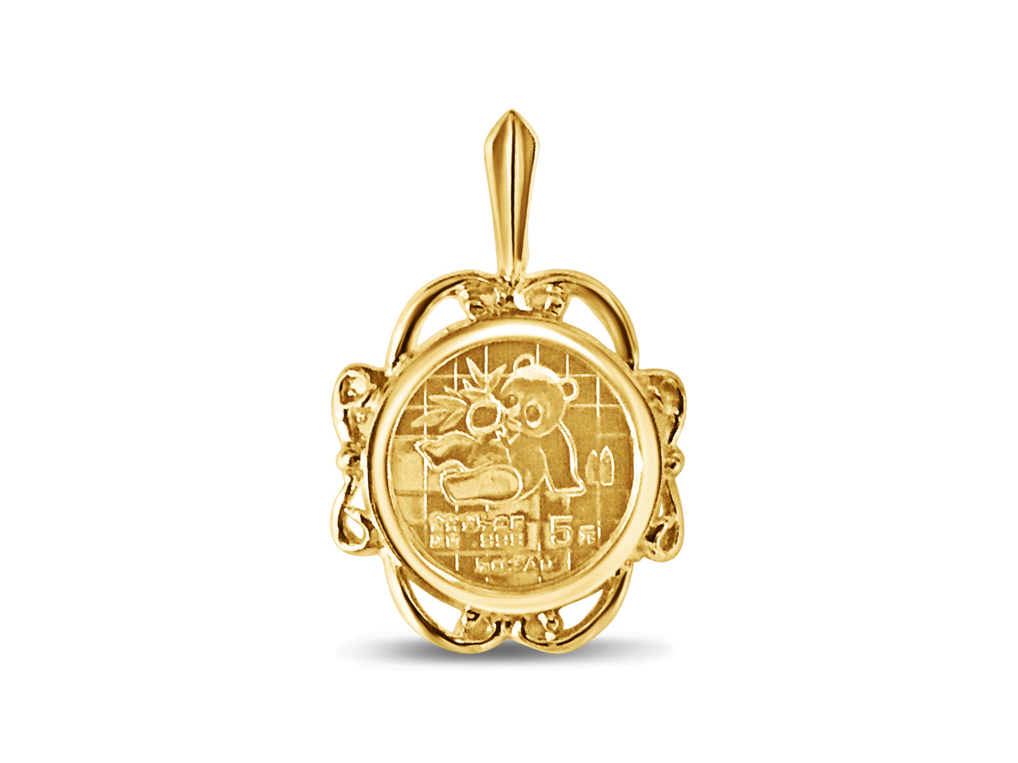 Fancy Solid Gold Handmade Coin Pendant , Chinese Panda Bear Coin ,