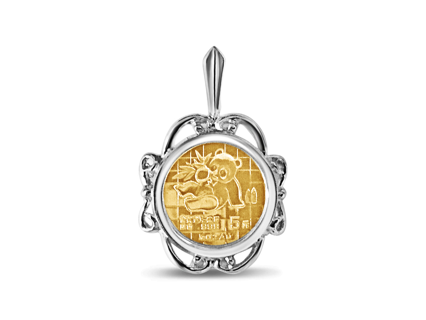 Fancy Solid Gold Handmade Coin Pendant , Chinese Panda Bear Coin ,