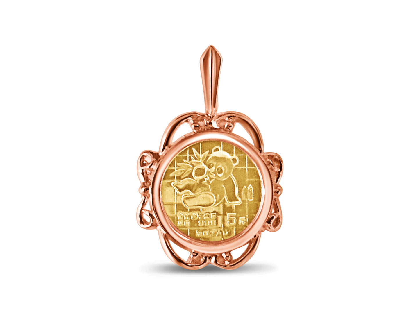 Fancy Solid Gold Handmade Coin Pendant , Chinese Panda Bear Coin ,