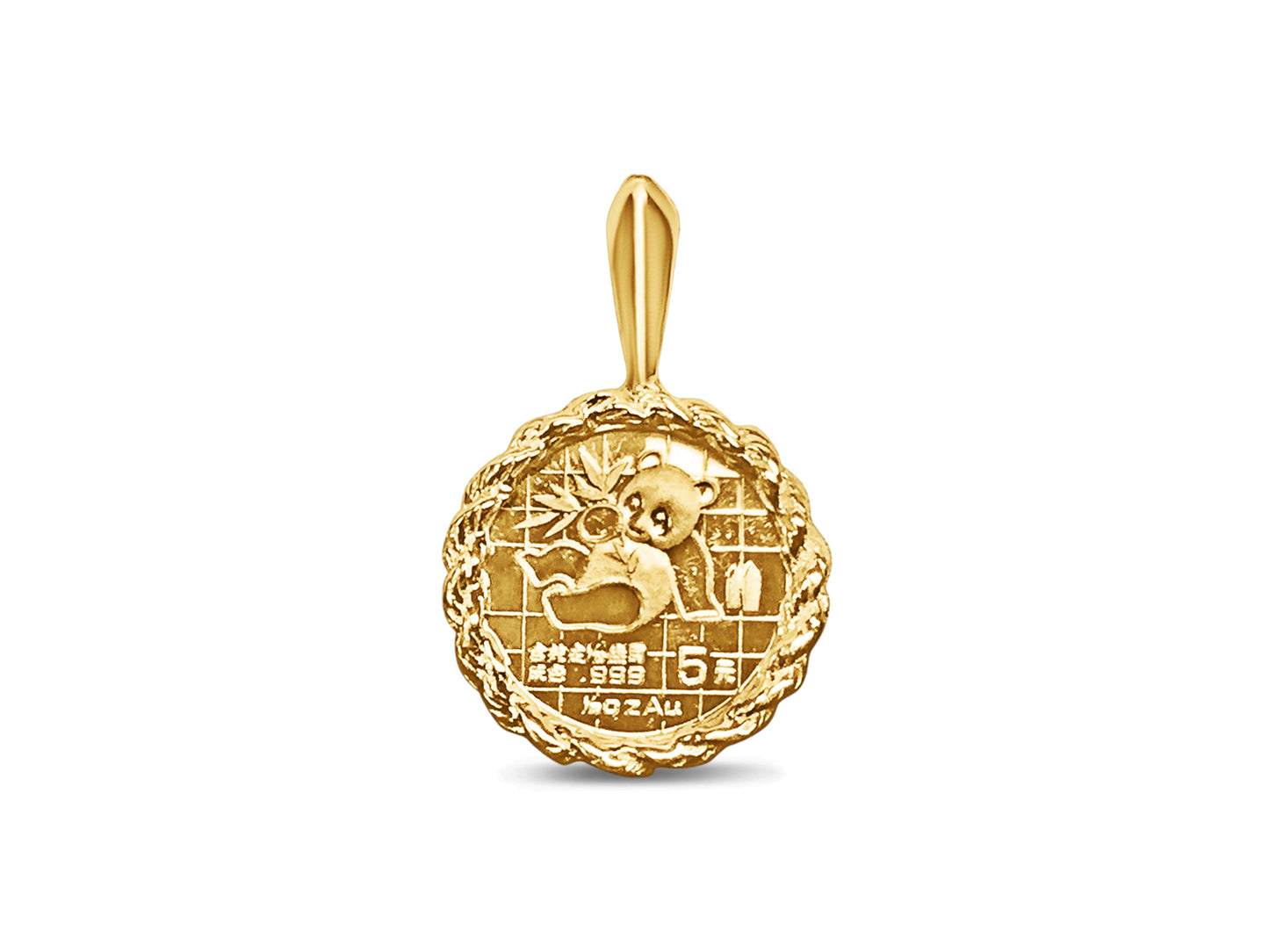 Fancy Solid Gold Handmade Coin Pendant , Chinese Panda Bear Coin ,