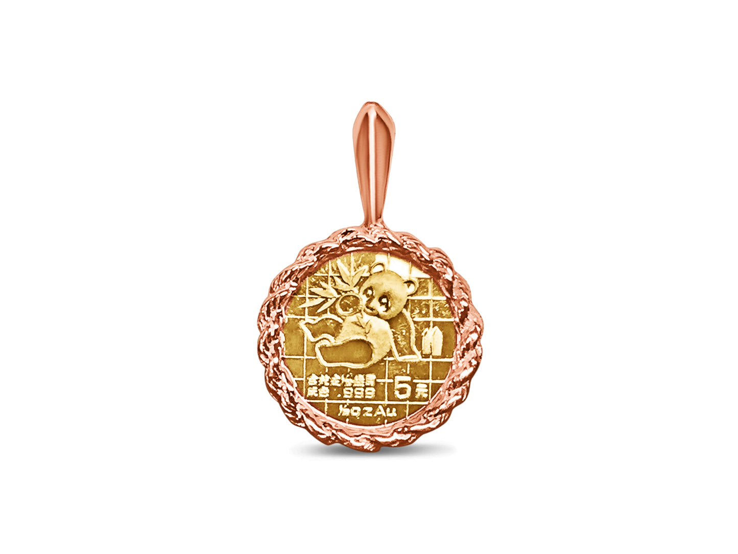 Fancy Solid Gold Handmade Coin Pendant , Chinese Panda Bear Coin ,