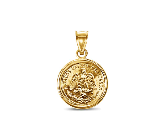 Classic Solid Gold Handmade Coin Pendant , Dos Pesos Coin ,