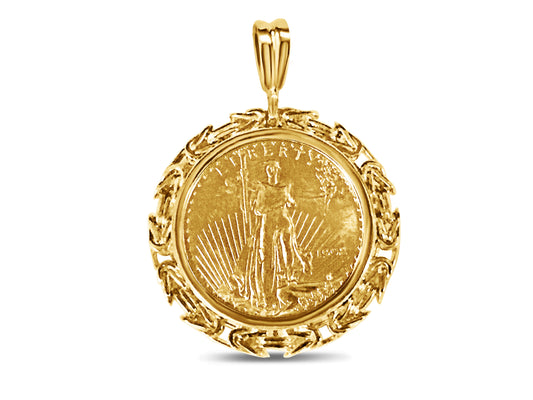 Byzantine Solid Gold Handmade Coin Pendant , 1/2oz Coin ,