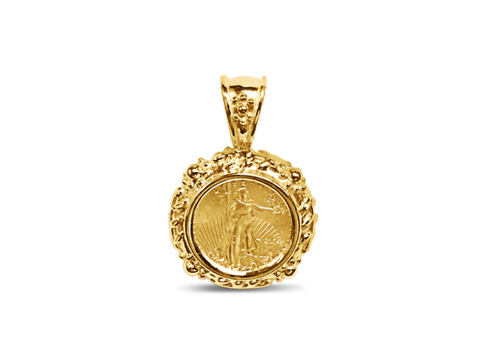 Fancy Solid Gold Handmade Coin Pendant , 1/10oz Coin ,