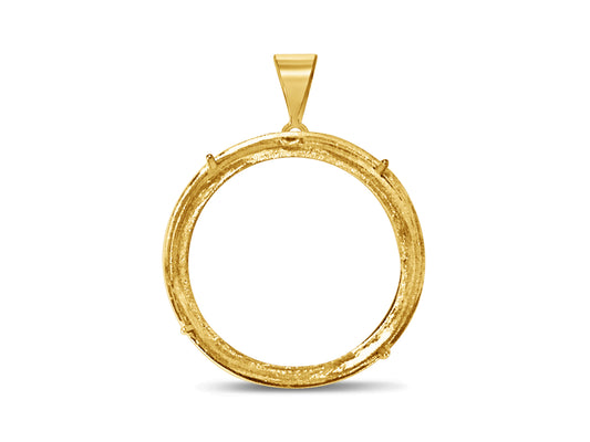 Greek Key Frame Solid Gold Handmade Coin Pendant , 1oz Coin , 27mm