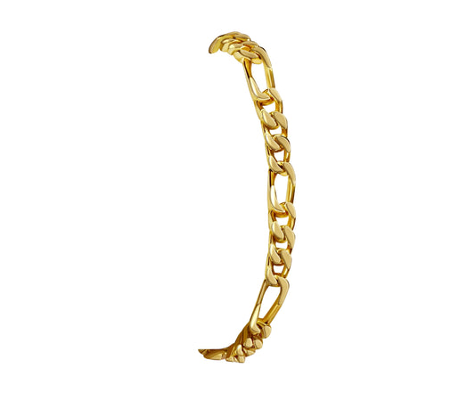 Figaro Solid Gold Handmade Bracelet , 5mm, 6.5-10 Inch