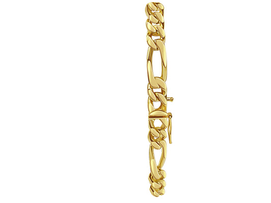 ID Figaro Solid Gold Handmade Bracelet , 8mm, 6.5-10 Inch