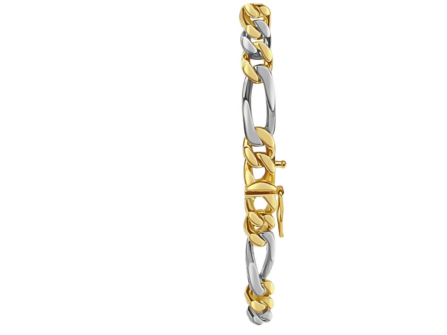 ID Figaro Solid Gold Handmade Bracelet , 8mm, 6.5-10 Inch