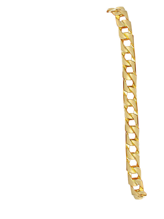 Curb Solid Gold Handmade Bracelet , 8mm, 6.5-10 Inch