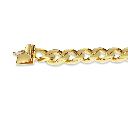 Curb Solid Gold Handmade Bracelet , 9mm, 6.5-10 Inch