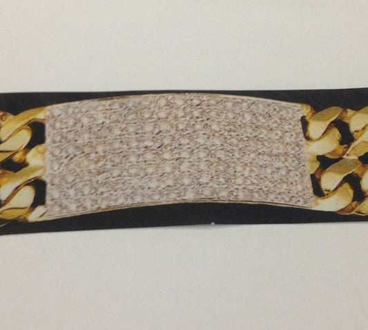 Diamond ID Curb Solid Gold Handmade Bracelet , 21mm, 6.5-10 Inch