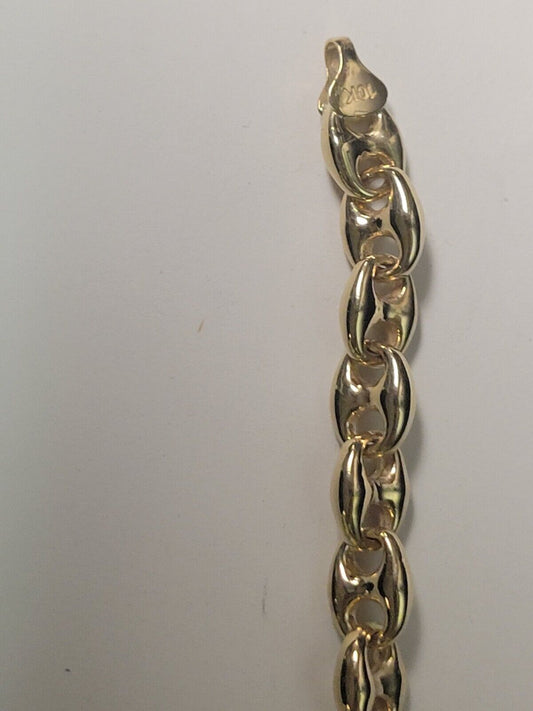 Anchor Mariner Solid Gold Handmade Bracelet , 9mm, 6.5-10 Inch