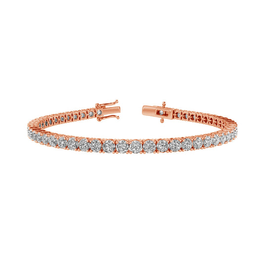 13ctw 4-Prong Lab Grown Diamond Tennis Bracelet, 6 inch, 14k Rose Gold