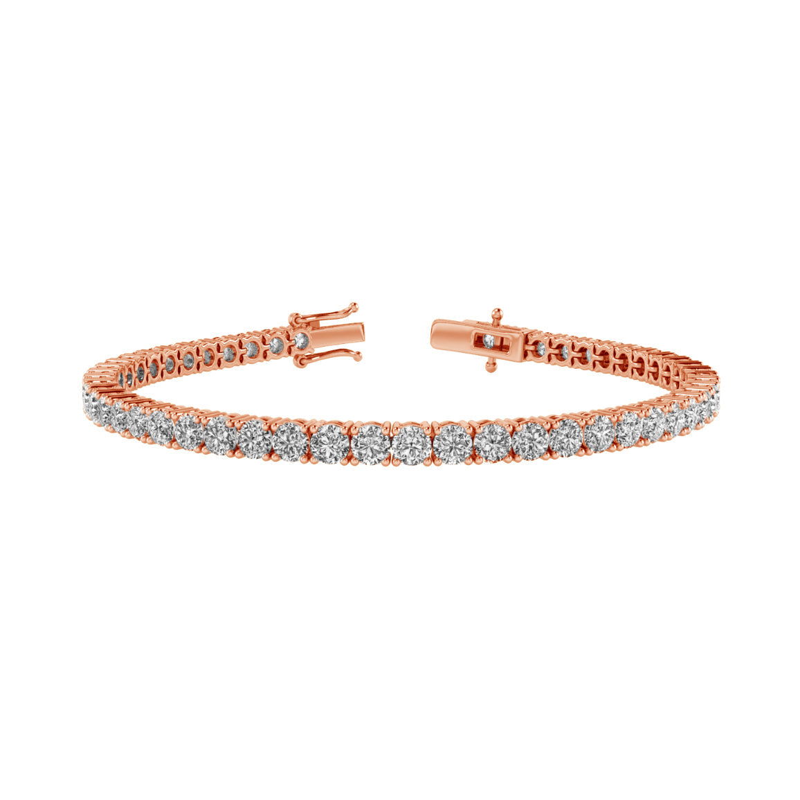 12ctw 4-Prong Lab Grown Diamond Tennis Bracelet, 6 inch, 14k Rose Gold