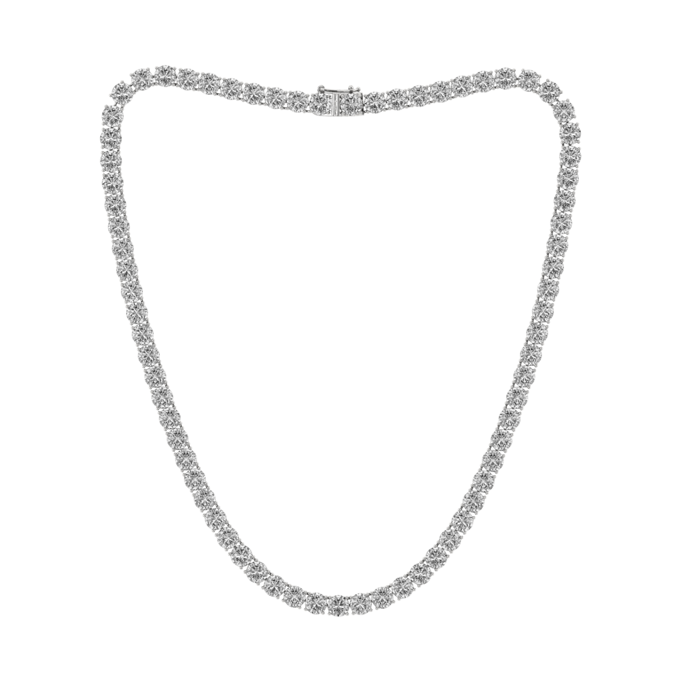 34.25ctw 4-Prong Lab Grown Diamond Tennis Necklace, 16 inch, 14k White Gold