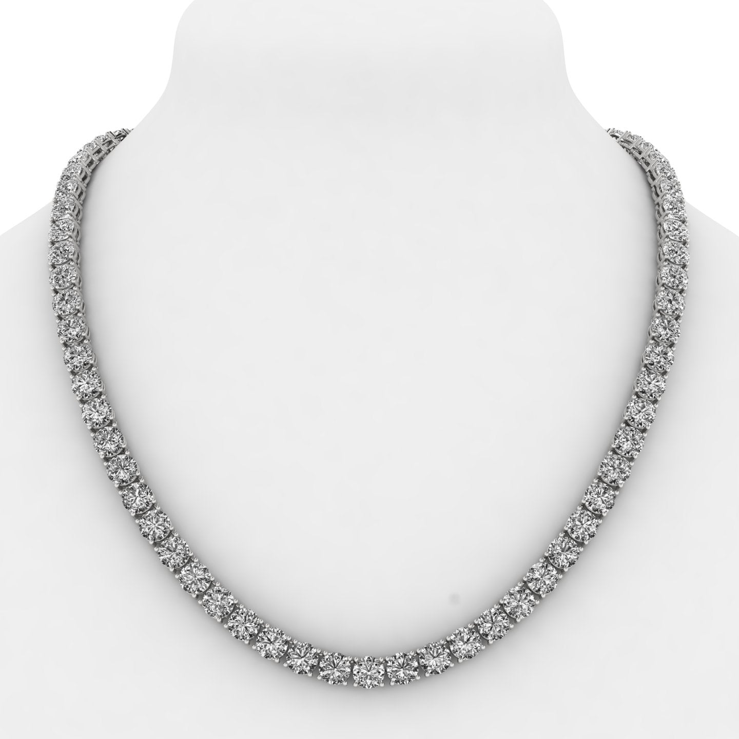 34.25ctw 4-Prong Lab Grown Diamond Tennis Necklace, 16 inch, 14k White Gold
