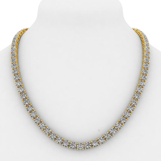 30.75ctw 4-Prong Lab Grown Diamond Tennis Necklace, 16 inch, 14k Yellow Gold
