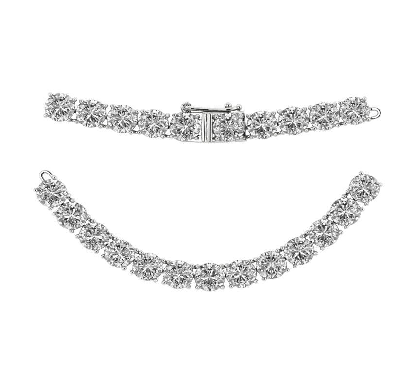 34.25ctw 4-Prong Lab Grown Diamond Tennis Necklace, 16 inch, 14k White Gold