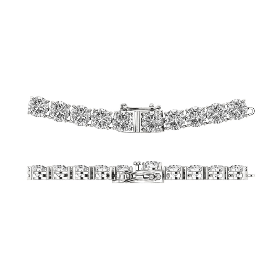34.25ctw 4-Prong Lab Grown Diamond Tennis Necklace, 16 inch, 14k White Gold