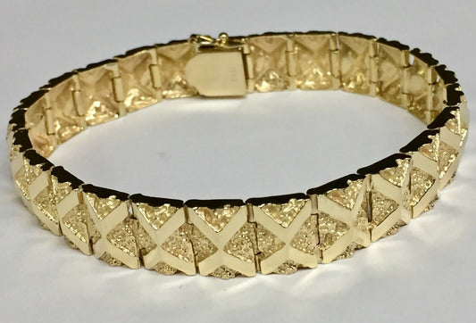 Solid Gold Handmade 11mm Nugget Link Bracelet, 8