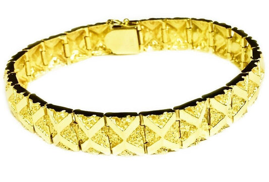 Solid Gold Handmade 11mm Nugget Link Bracelet, 8