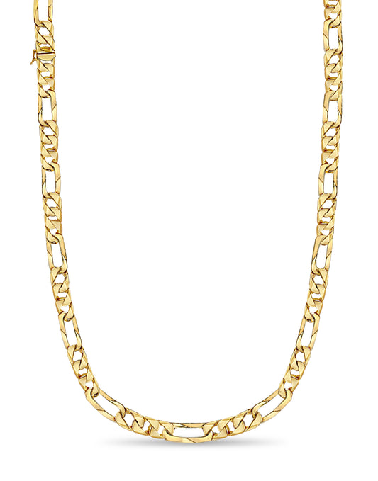 Figaro Solid Gold Handmade Necklace , 12mm, 16-30 Inch