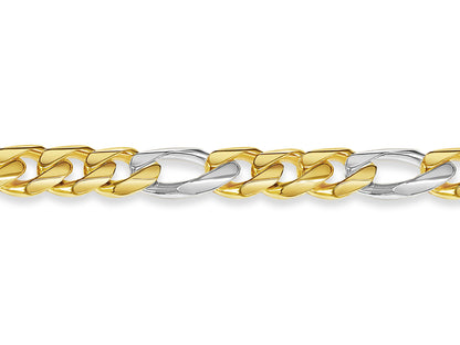 Figaro Solid Gold Handmade Necklace , 14mm, 16-30 Inch