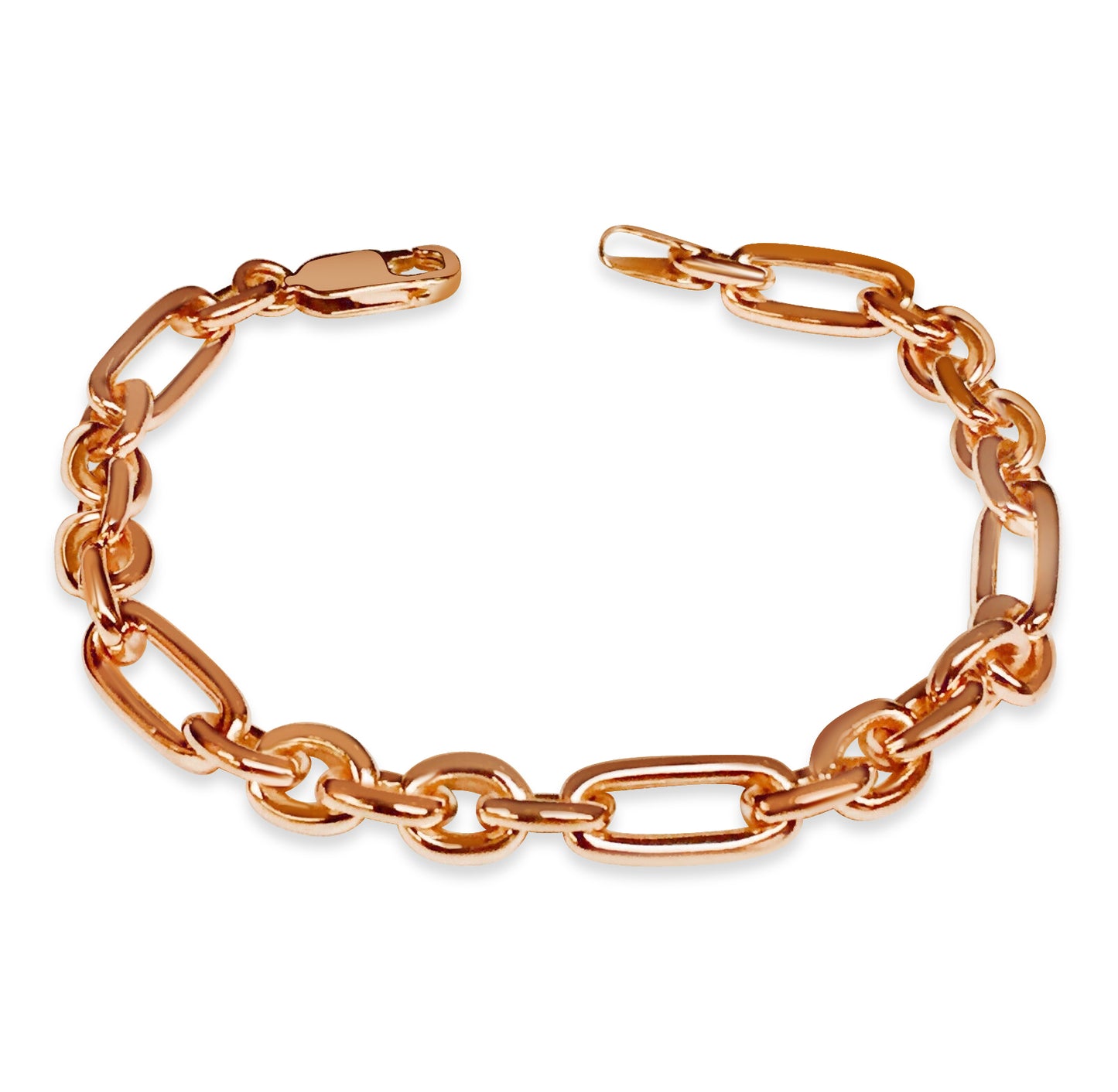 Rolo (Figaro) Solid Gold Handmade Bracelet , 7mm, 6.5-10 Inch
