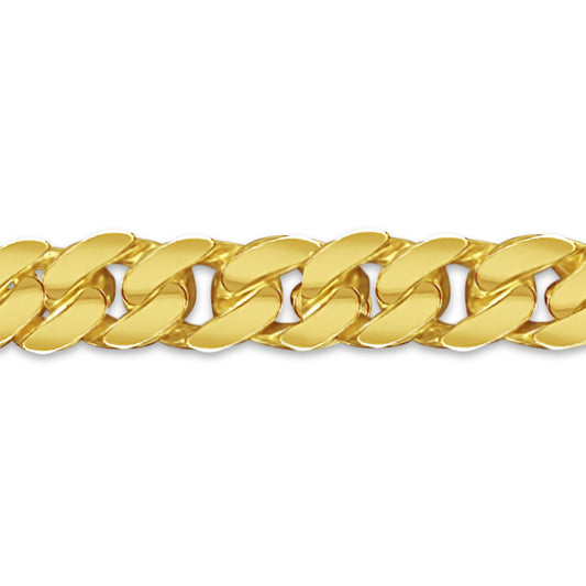 Curb Solid Gold Handmade Necklace , 9mm, 16-30 Inch