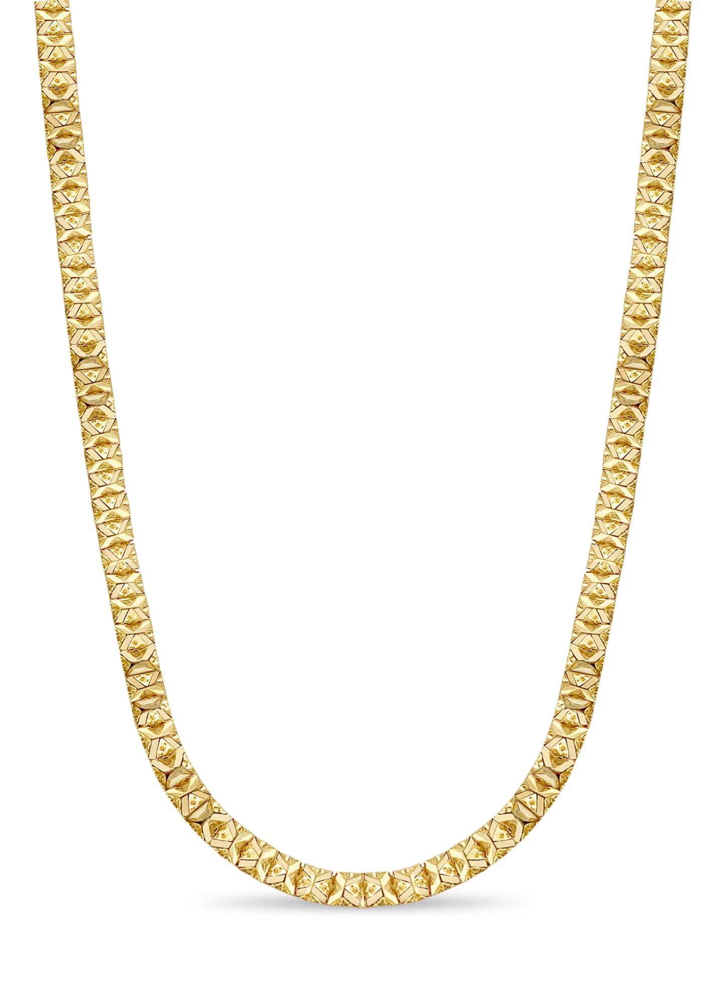 18k Solid Yellow Gold Handmade 9mm Nugget Link Necklace, 30", Approx 127g