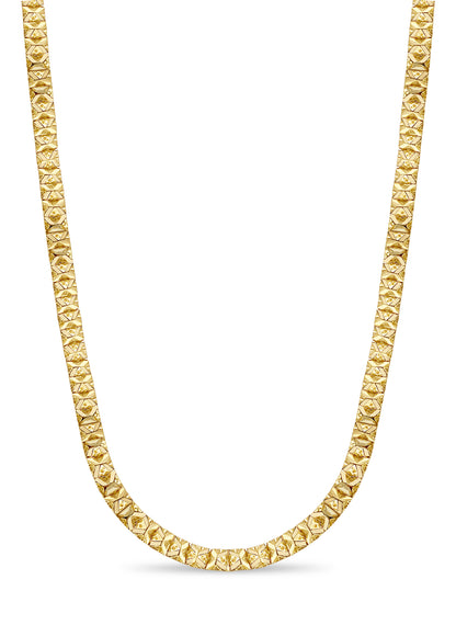 18k Solid Yellow Gold Handmade 9mm Nugget Link Necklace, 30", Approx 127g