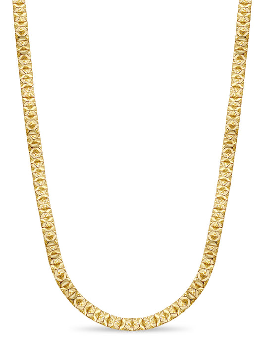 18k Solid Yellow Gold Handmade 9mm Nugget Link Necklace, 30", Approx 127g