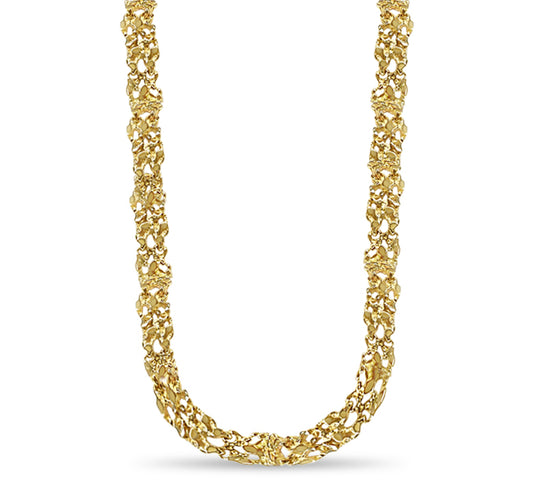 Nugget Solid Gold Handmade Necklace , 11mm, 16-30 Inch