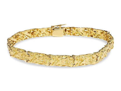 Nugget Solid Gold Handmade Bracelet , 7mm, 6.5-10 Inch