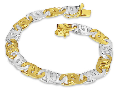 Tiger Eye Solid Gold Handmade Bracelet , 8mm, 6.5-10 Inch