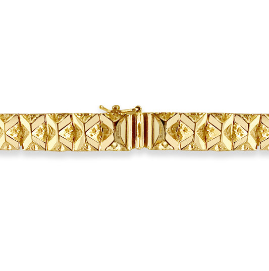 Nugget Solid Gold Handmade Bracelet , 9mm, 6.5-10 Inch