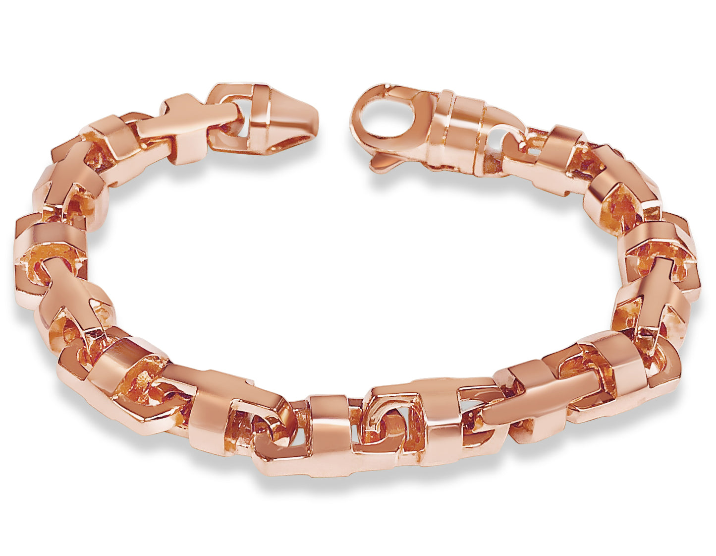 Anchor Mariner Solid Gold Handmade Bracelet , 12mm, 6.5-10 Inch