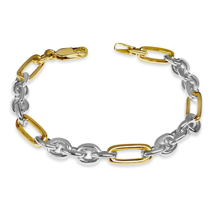 Rolo (Figaro) Solid Gold Handmade Bracelet , 7mm, 6.5-10 Inch